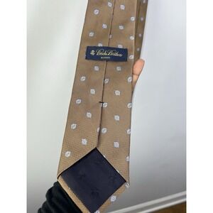 Brooks Brothers Brown Blue Geometric Pattern Woven Silk Men's Tie